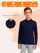 Camisa Manga Longa Gola Padre Marinho Bebê Menino