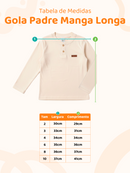 Camisa Manga Longa Gola Padre Areia Infantil Menino
