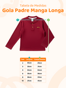 Camisa Manga Longa Gola Padre Bordô  Infantil Menino