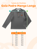 Camisa Manga Longa Gola Padre Chumbo Infantil Menino