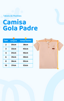 Camisa Infantil Manga Curta Henley Gola Padre Areia