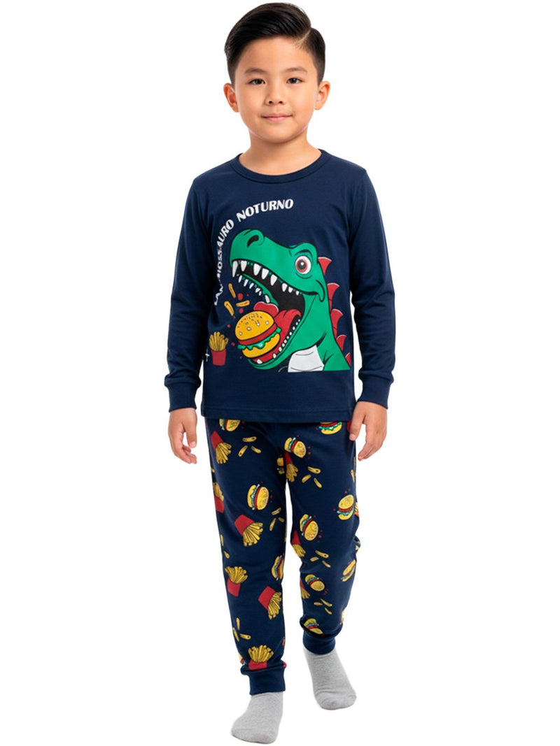 Pijama Longo Infantil  Masculino Lanchossauro