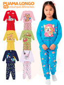 Kit Com 4 Peças (2 conjunto) Pijama Longo 