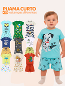 Kit com 6 Peças(3 conjunto) Pijama Curto