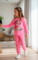 Conjunto Moletom Bebe Menina Urso Smart Casual Rosa BB