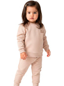 Conjunto Moletom Bebe Menina Monocromático Bege