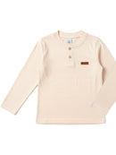 Camisa Manga Longa Gola Padre Areia Bebê Menino