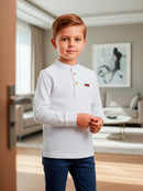 Camisa Manga Longa Gola Padre Branca Infantil Menino
