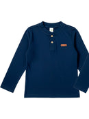 Camisa Manga Longa Gola Padre Marinho Infantil Menino