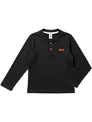 Camisa Manga Longa Gola Padre Preta Infantil Menino