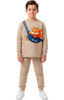 Conjunto Moletom Menino Bebe Bolsa Raposa Canela