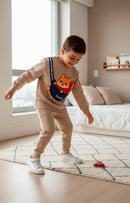Conjunto Moletom Menino Bebe Bolsa Raposa Canela