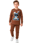 Conjunto Moletom Bebe Menino Coelho Galactico Marrom