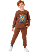 Conjunto Moletom Infantil Menino Tiger Sports Marrom