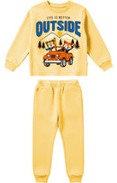 Conjunto Moletom Bebe Menino Outside Bichos Amarelo
