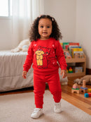 Conjunto Moletom Infantil Menina Gatinha Com Ursinha Vermelho