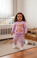 Conjunto Moletom Bebe Menina Coelinha Lilás