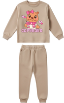 Conjunto Moletom Infantil Menina Capybara Corações Canela