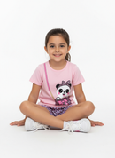 Conjunto Curto Verão Infantil Menina Panda Fashion – Rosa e Oncinha
