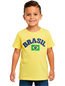 Camiseta Curta Brasil Infantil Menino Brasil e Bandeira