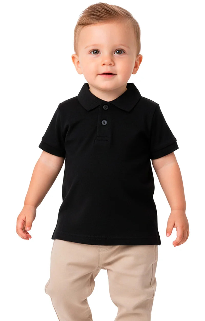 Camisa Gola Polo Infantil Menino Preto (Liso)