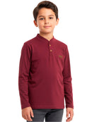 Camisa Manga Longa Gola Padre Bordô  Infantil Menino